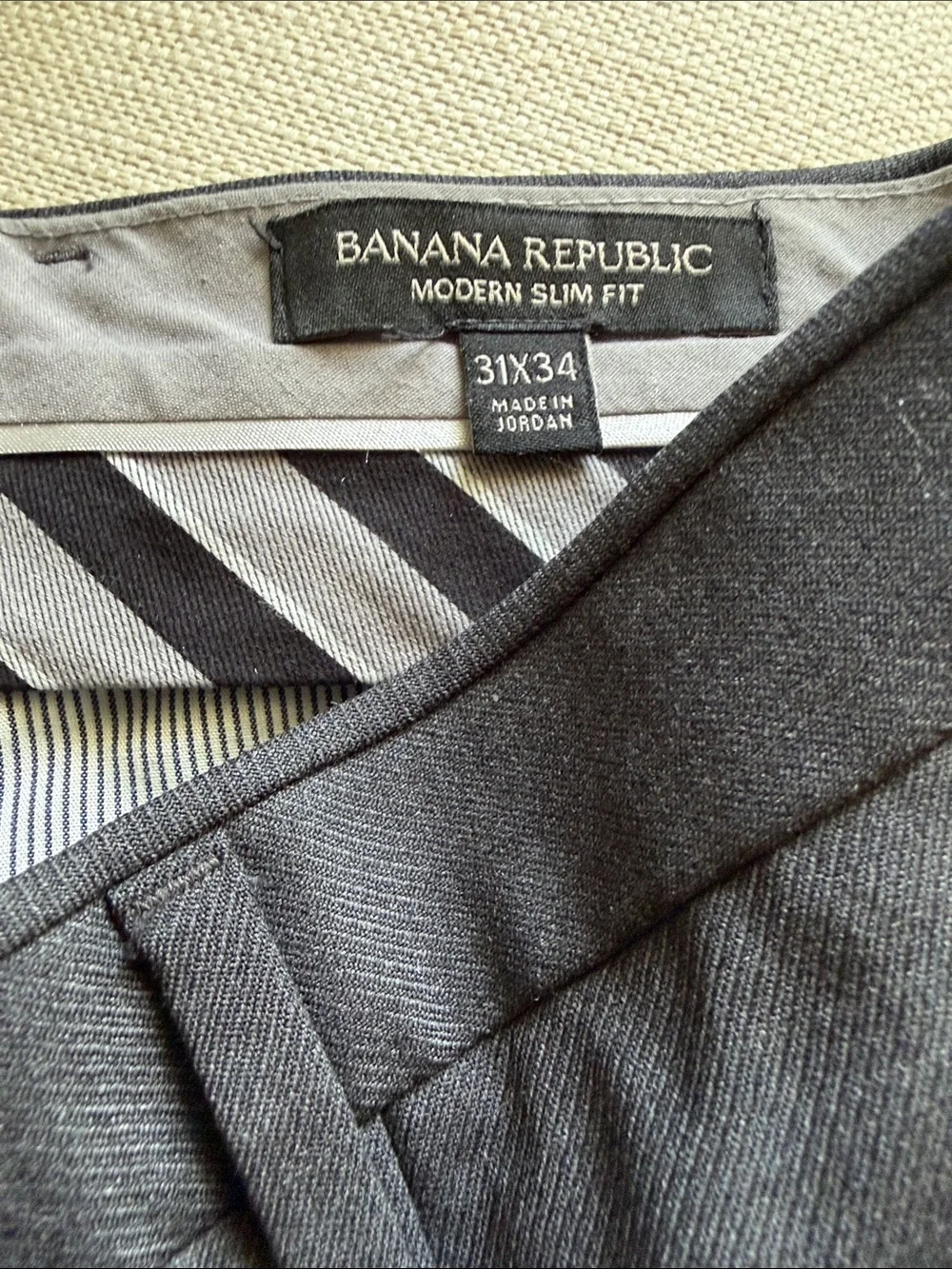 Banana Republic Modern Slim Fit  Tab Over Dress Pants in Dark Charcoal 31 x 34